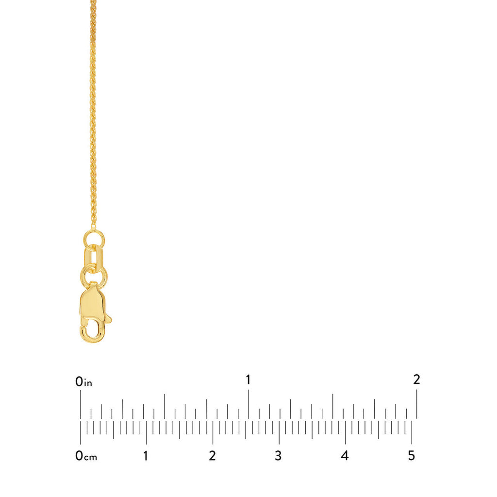 14K yellow gold wheat chain, lobster clasp.