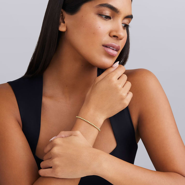18K Yellow Gold Beaded Cuff Bracelet