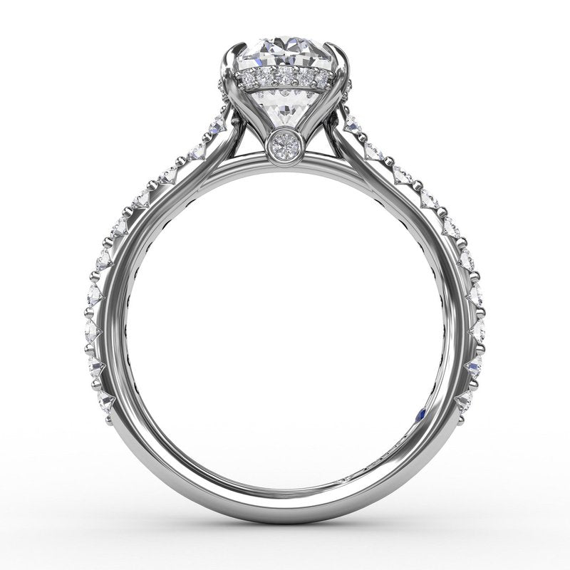14K white gold ring with accent diamonds.
