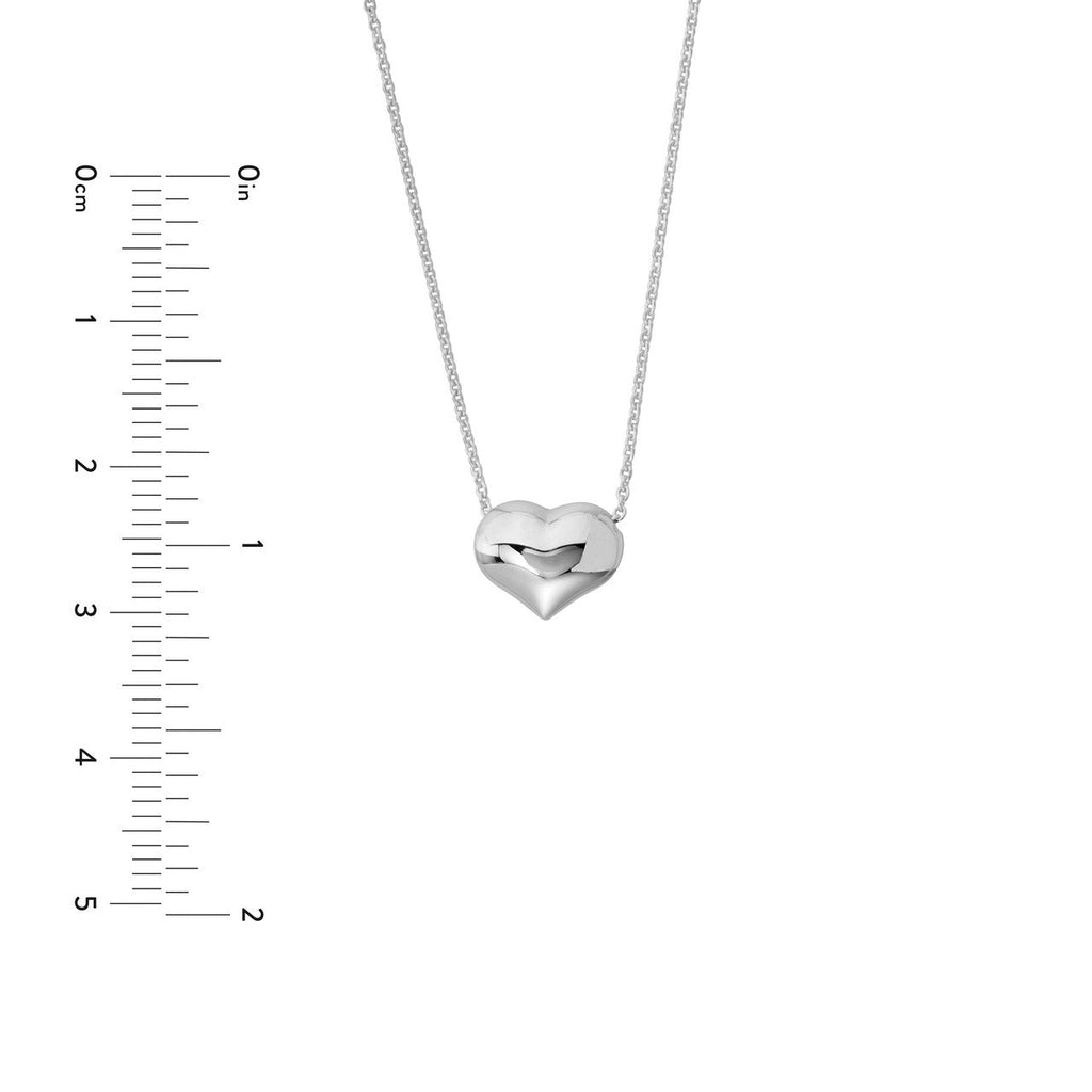 14K white gold heart-shaped necklace.