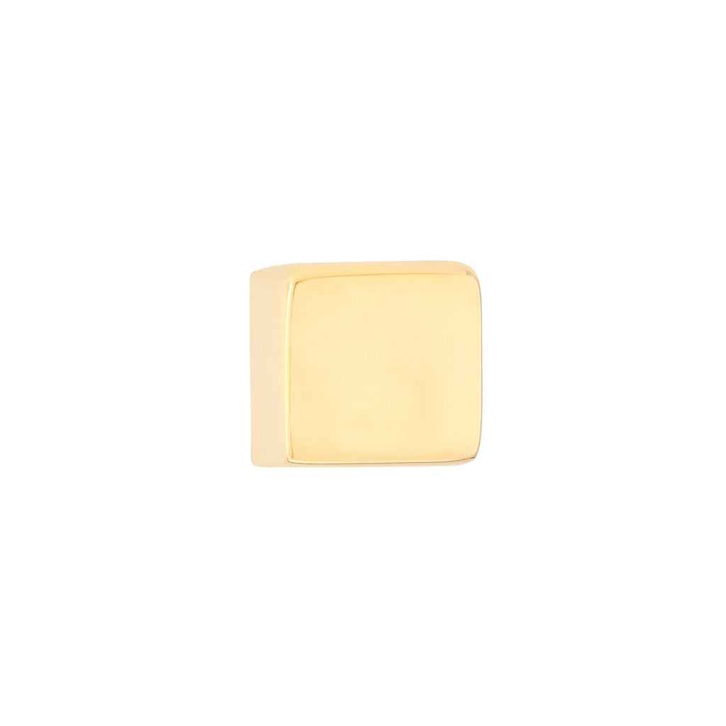Square polished 14K yellow gold stud earrings.