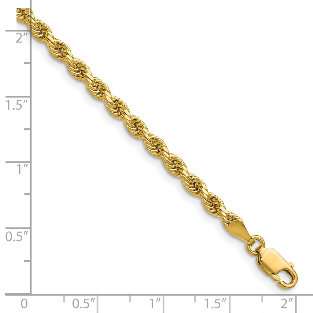Diamond cut 14K yellow gold rope chain.