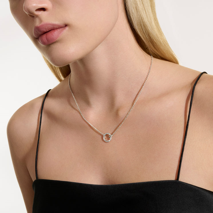 Sterling silver circle diamond necklace.