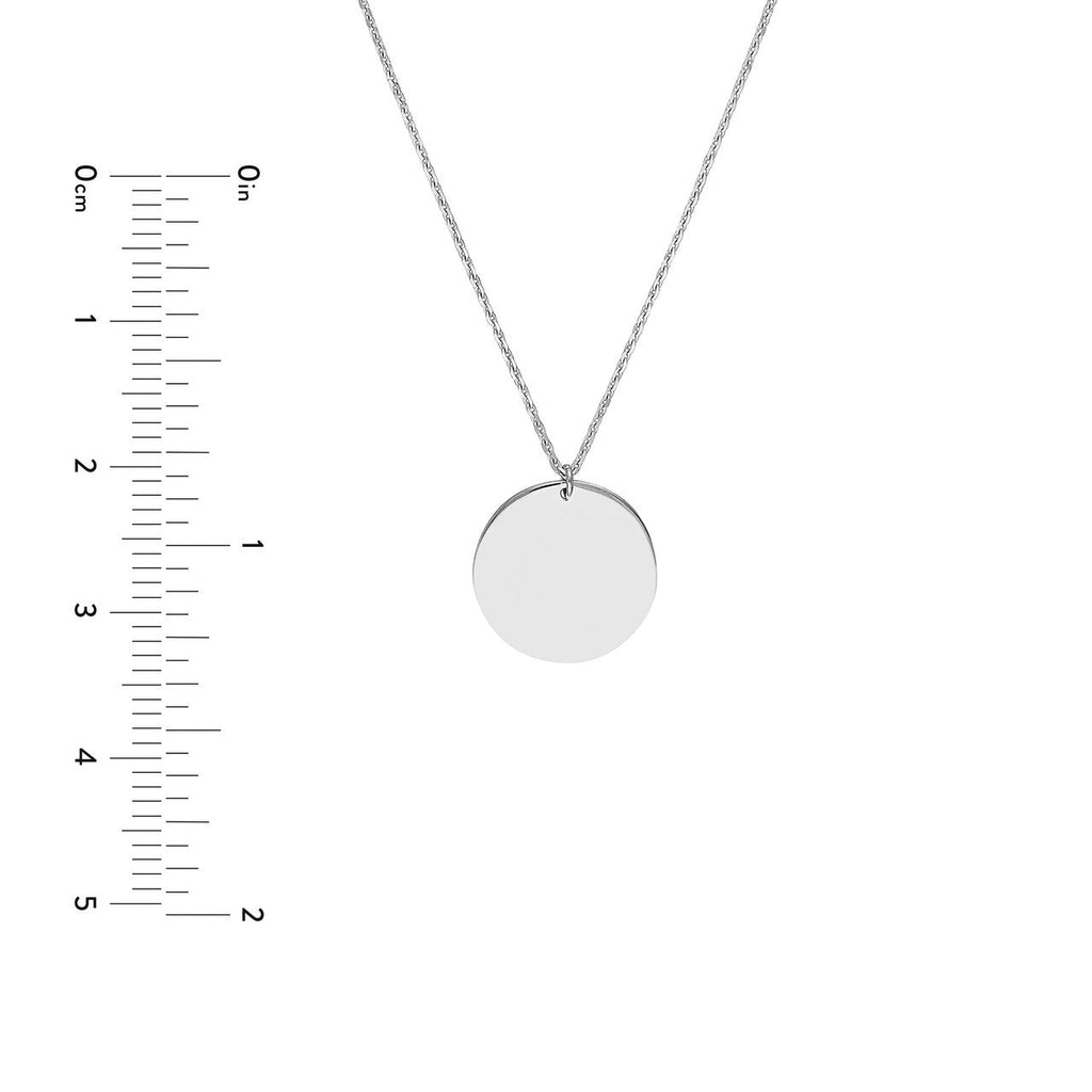 14K white gold circle pendant necklace.