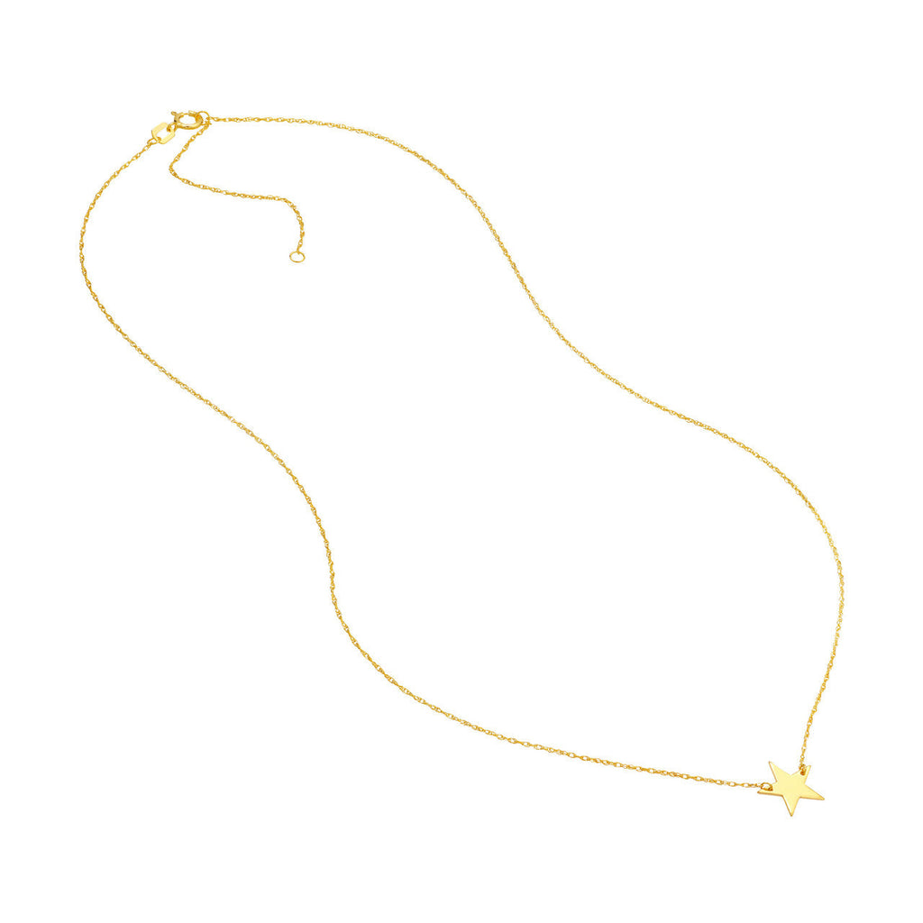 14K yellow gold necklace, star pendant.