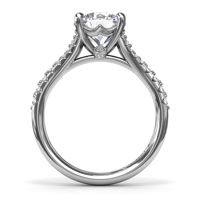 14K white gold ring with round diamonds.