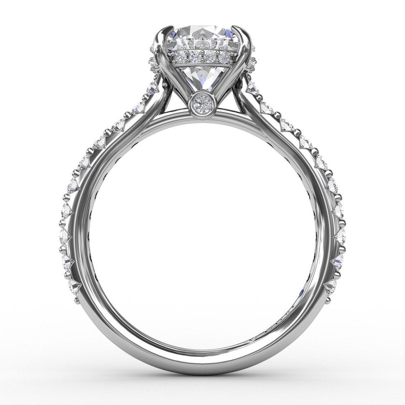 14K white gold ring with round diamonds.