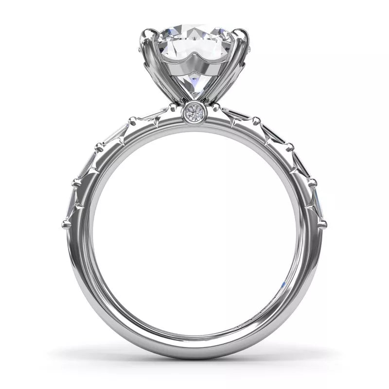 14K white gold ring with side diamonds.