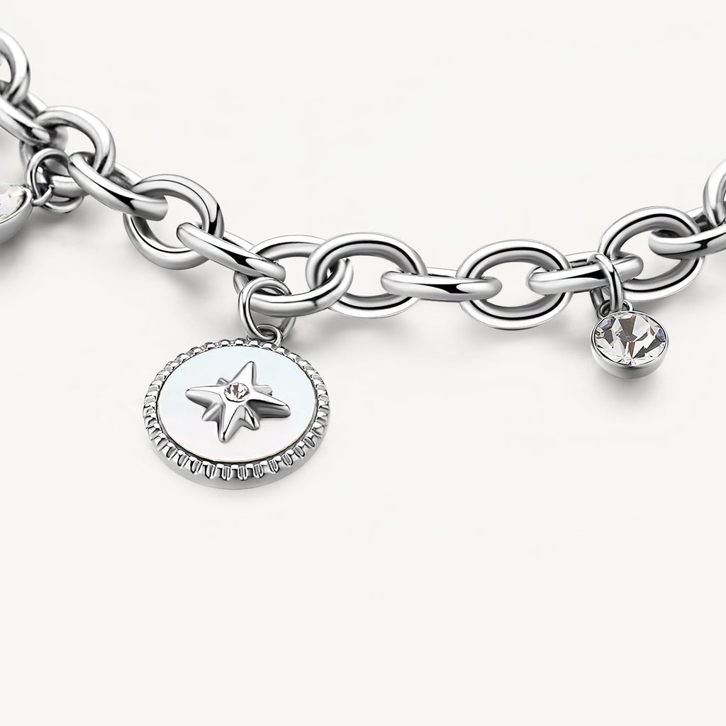 Stainless steel bracelet with star charm.