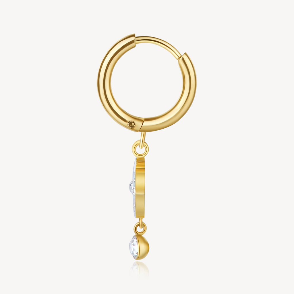 Gold-plated dangle earrings with yellow crystals.