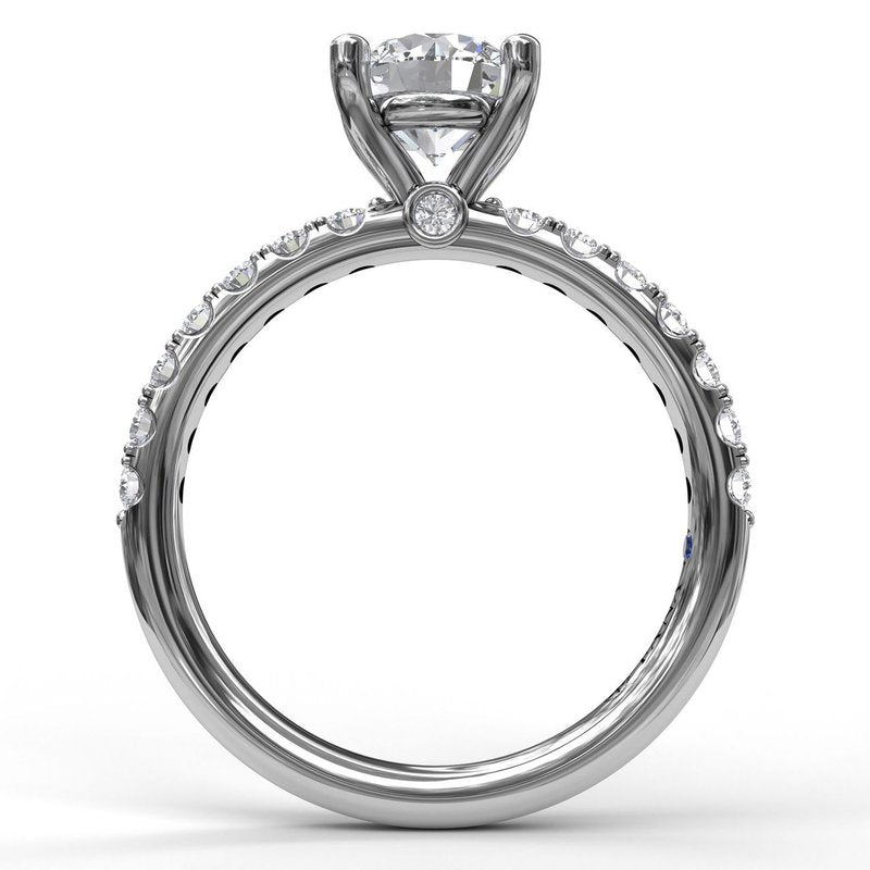 14K white gold ring with accent diamonds.