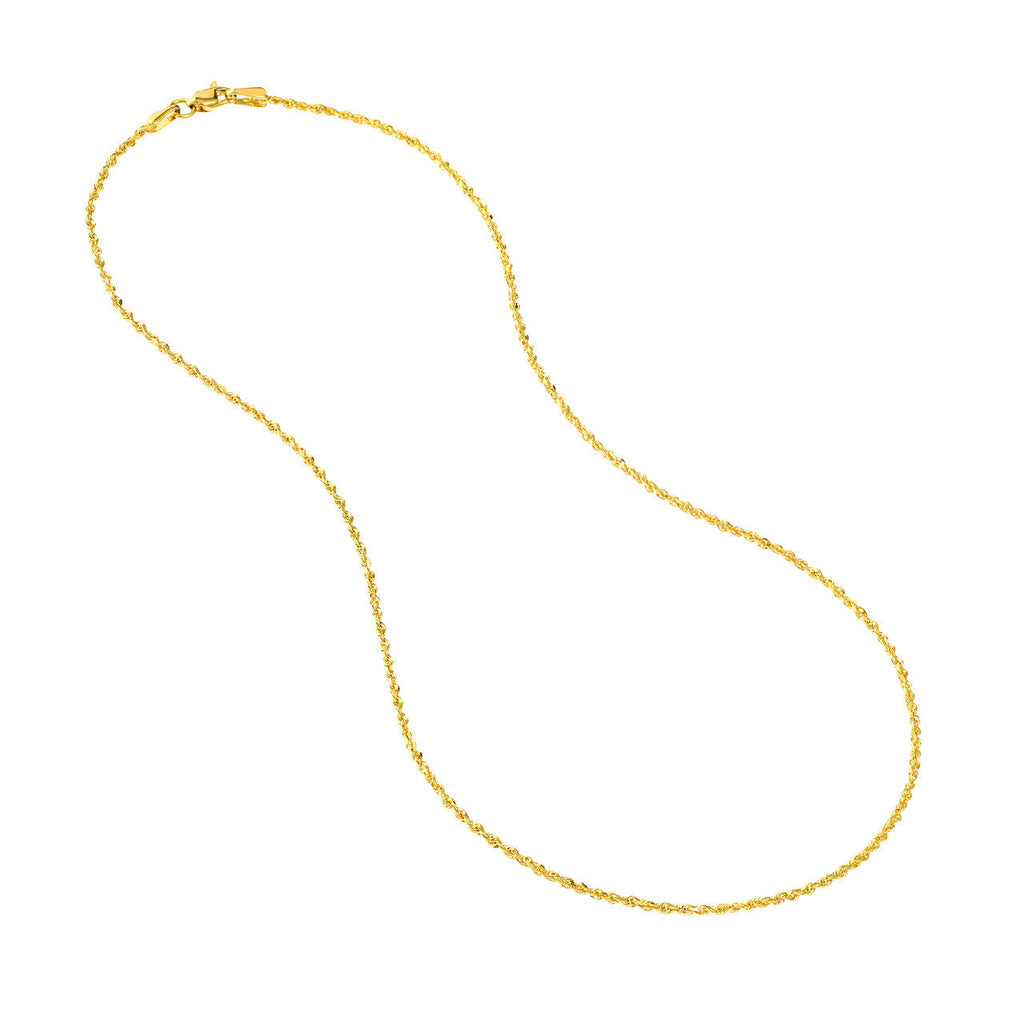 Diamond-cut 10K yellow gold rope chain.
