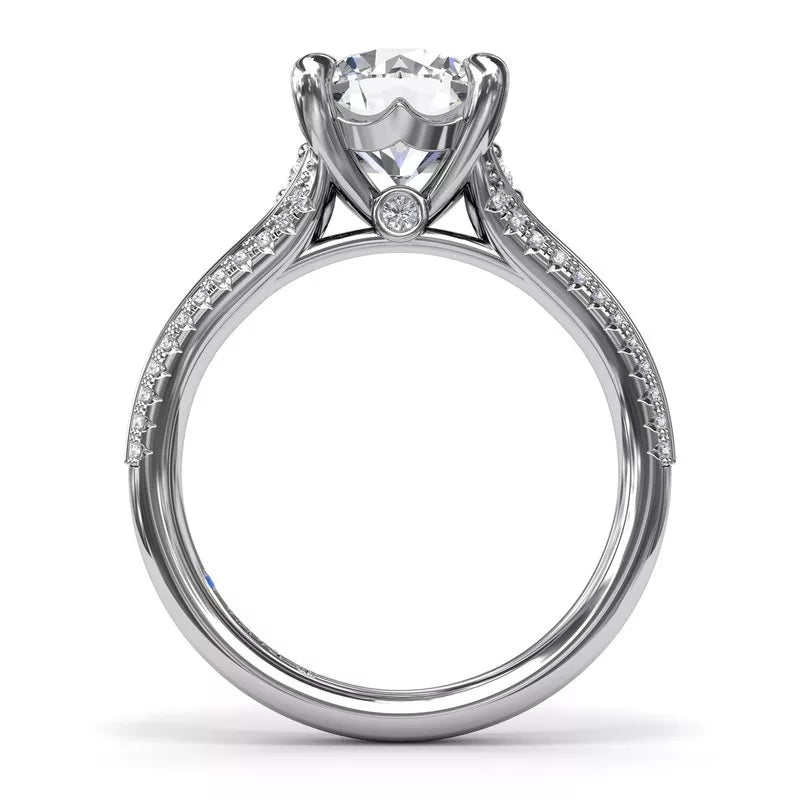 14K white gold ring with hidden diamond accent.