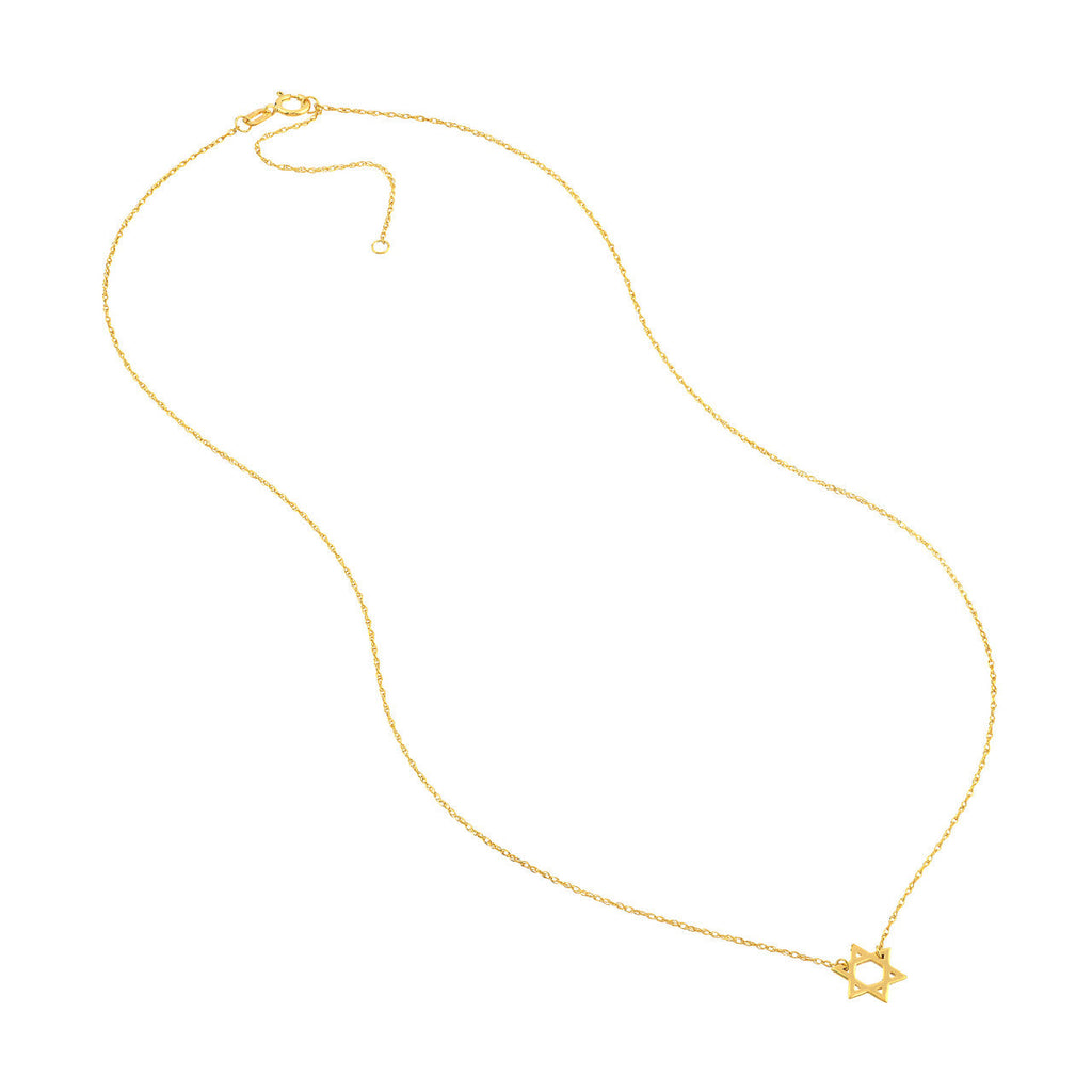 14K yellow gold Star of David necklace.