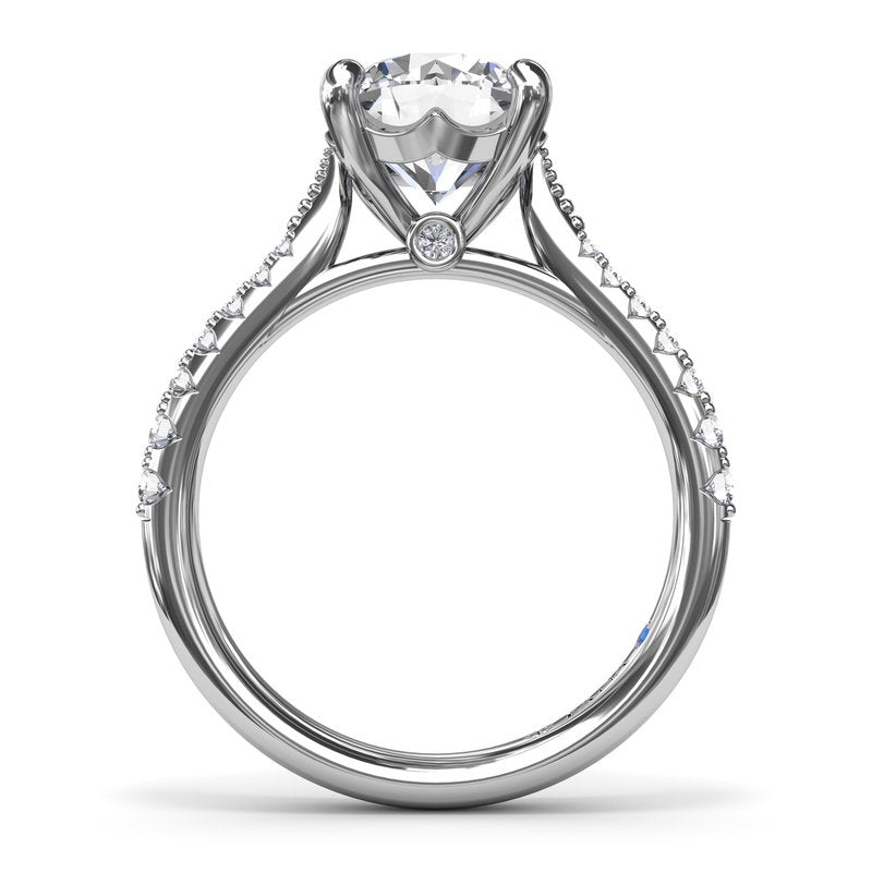 14K white gold ring with side diamonds.