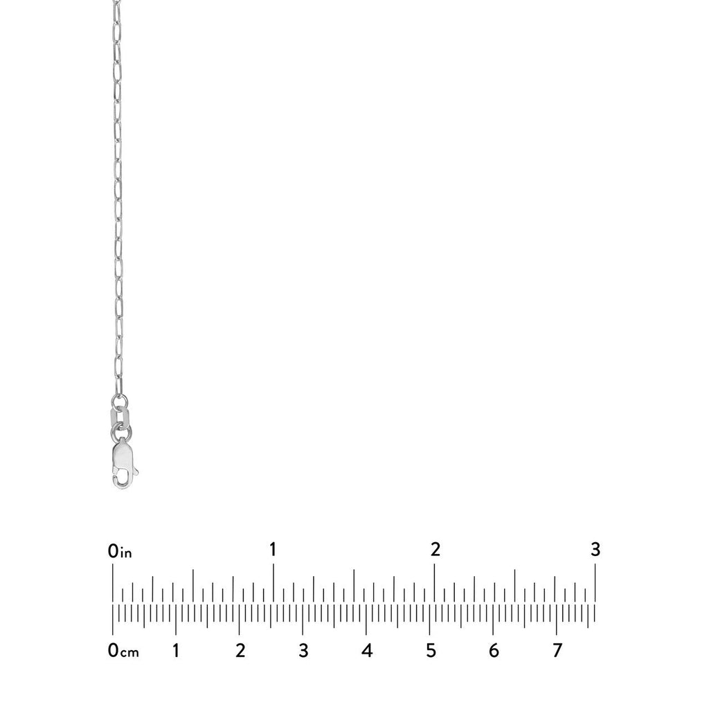 14K white gold paperclip chain with clasp.