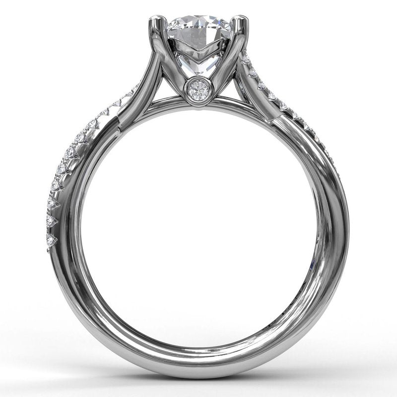 14K white gold ring with hidden diamond accents.