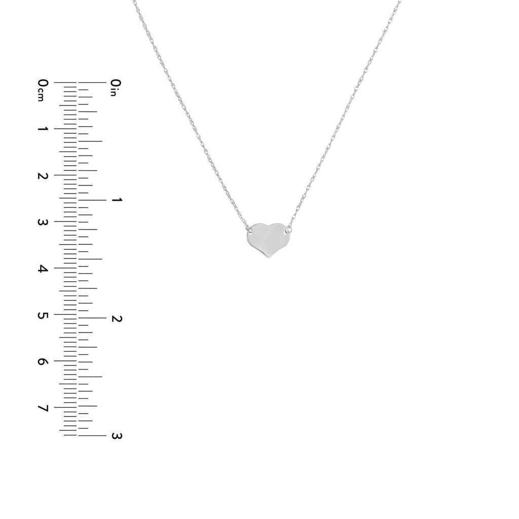14K white gold heart necklace, no stones.