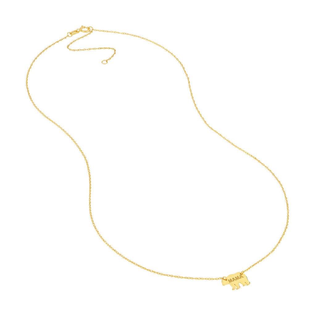 14K Yellow Gold Necklace with Bear Pendant