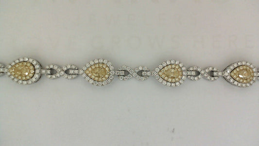 Natural Diamond Bracelet in 18 Karat White - Yellow with 1.76ctw Pear Diamonds