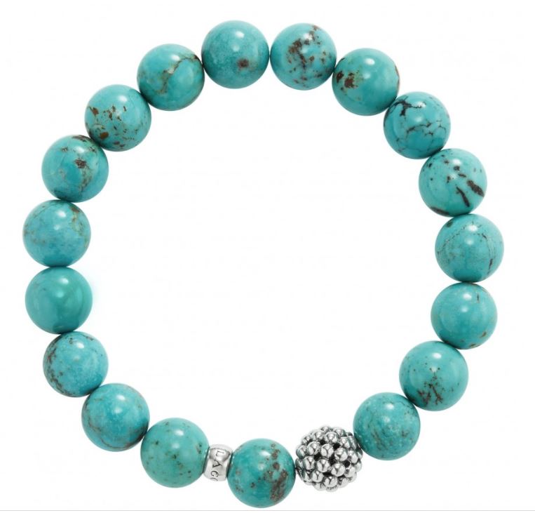 Sterling silver bracelet with turquoise beads.