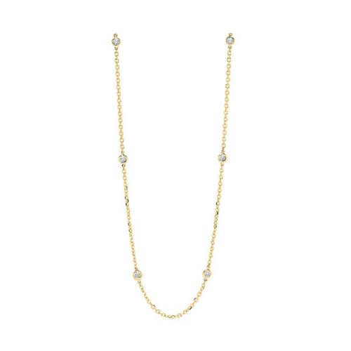 Yellow gold necklace with round diamonds.