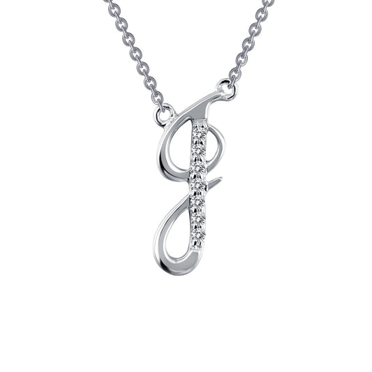 Simulated diamond initial necklace, platinum finish.