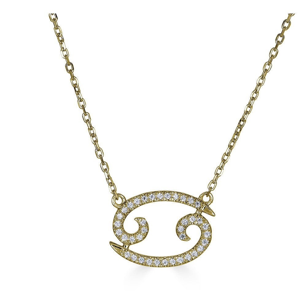 Zodiac Collection Earth Mined Diamond Necklace in 14 Karat Yellow with 0.12ctw Round Diamond