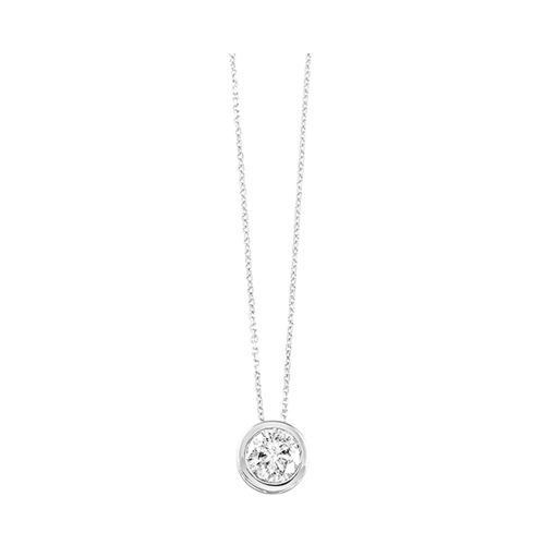 Round diamond necklace in white gold.