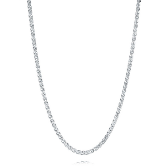 22" Wheat 4mm Chain in Stainless Steel White
