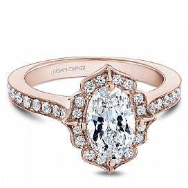 Halo Vintage Mined Diamond Engagement Ring in 14 Karat Rose with 0.36ctw G/H SI2 Round Diamonds