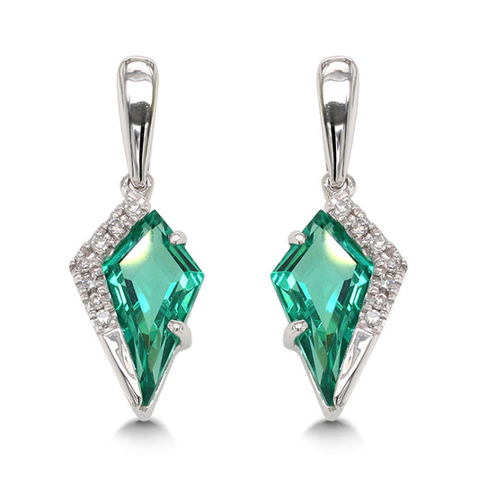 ReMARKable Designs Color Gemstone Earrings with 2 Kite Quartz in 14 Karat White Gold