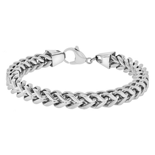 Stainless steel fancy link bracelet, lobster clasp.
