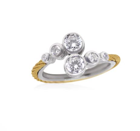 Lab-Grown Diamond Fashion Ring in Sterling Silver White - Yellow with 0.50ctw Round Lab Grown Diamonds