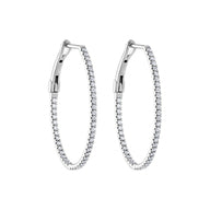 Oval Hoop Natural Diamond Earrings in 14 Karat White with 0.65ctw G/H SI1 Round Diamond