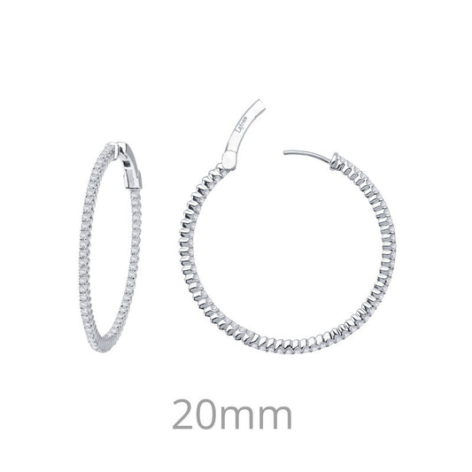 Medium Hoop Simulated Diamond Earrings in Platinum Bonded Sterling Silver 1.08ctw