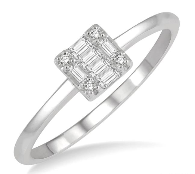 Natural Diamond Fashion Ring in 10 Karat White with 0.12ctw Various Shapes Diamonds