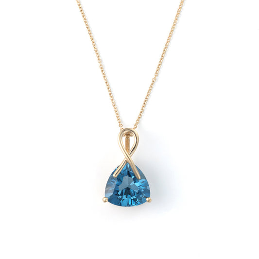 Pendant M Estate Collection Color Gemstone Necklace in 14 Karat Yellow with 1 Trillian Blue Topaz 8.12ctw 12mm-12mm