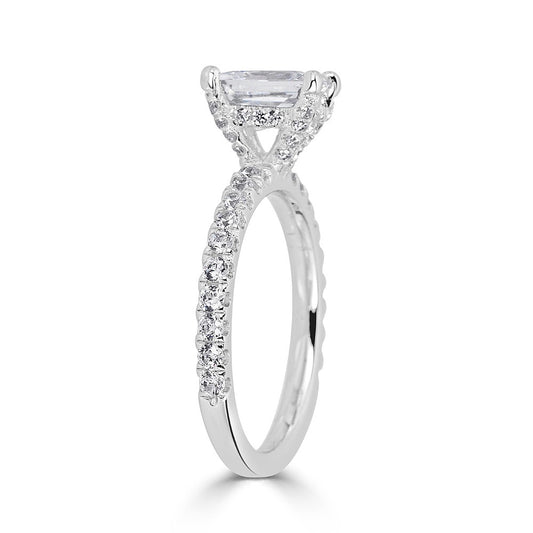 14K white gold ring with lab diamonds.