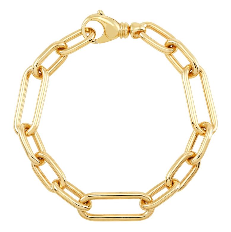 14K yellow gold paperclip bracelet.