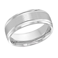 Carved Band (No Stones) in 14 Karat White 8MM
