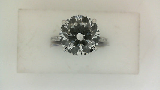 Hidden Accent Side Stone Lab-Grown Diamond Complete Engagement Ring in 14 Karat White with 1 Round Lab Grown Diamond, Color: G, Clarity: VS1, totaling 4.05ctw