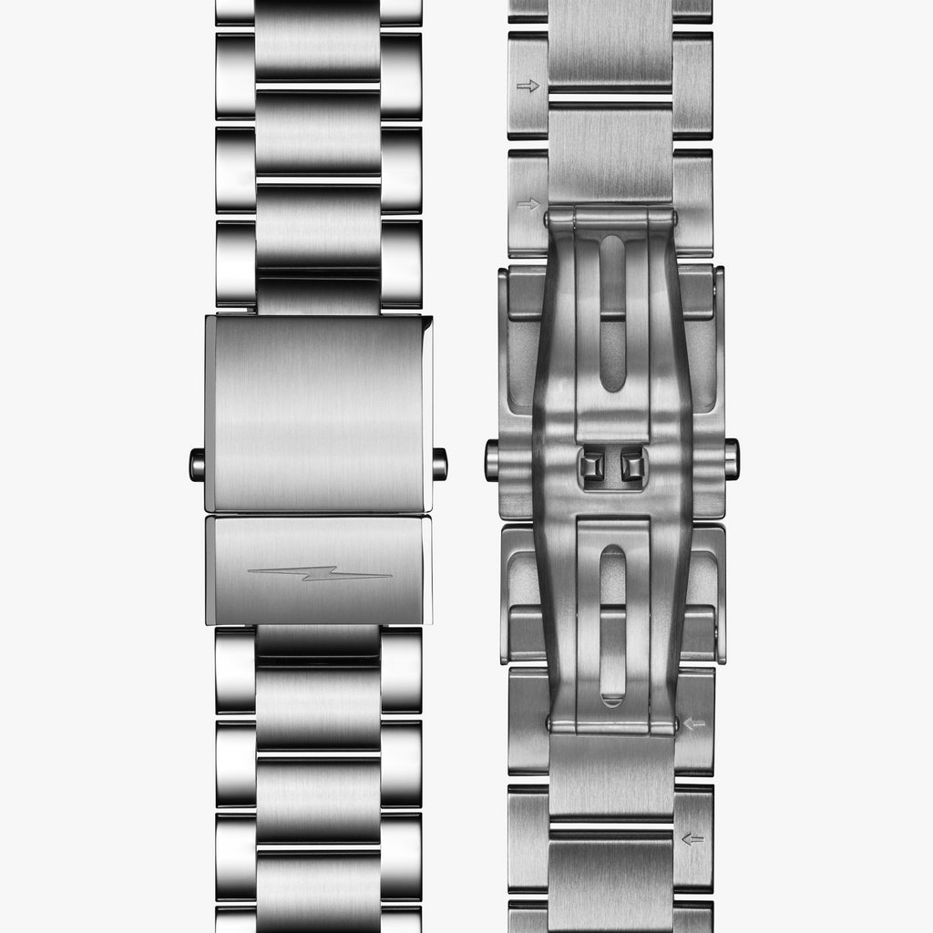 Stainless steel watch band, brushed finish.