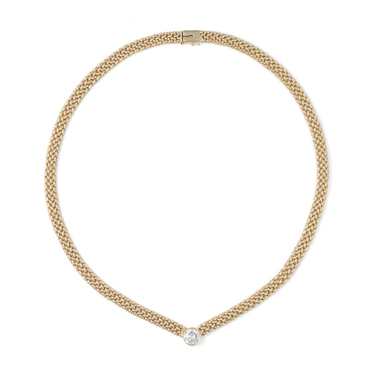 Natural Diamond Necklace in 14 Karat Yellow with 1.46ctw H/I I1 Round Diamond