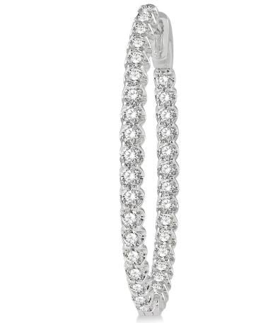 ReMARKable Designs Oval Hoop Natural Diamond Earrings in 14 Karat White Gold with 0.40ctw Round Diamonds