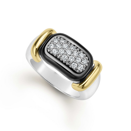Sterling silver ring with diamond cluster.