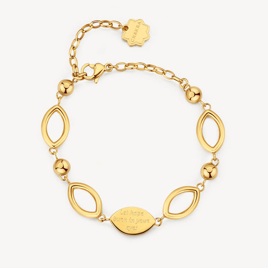 Yellow stainless steel bracelet with oval links.