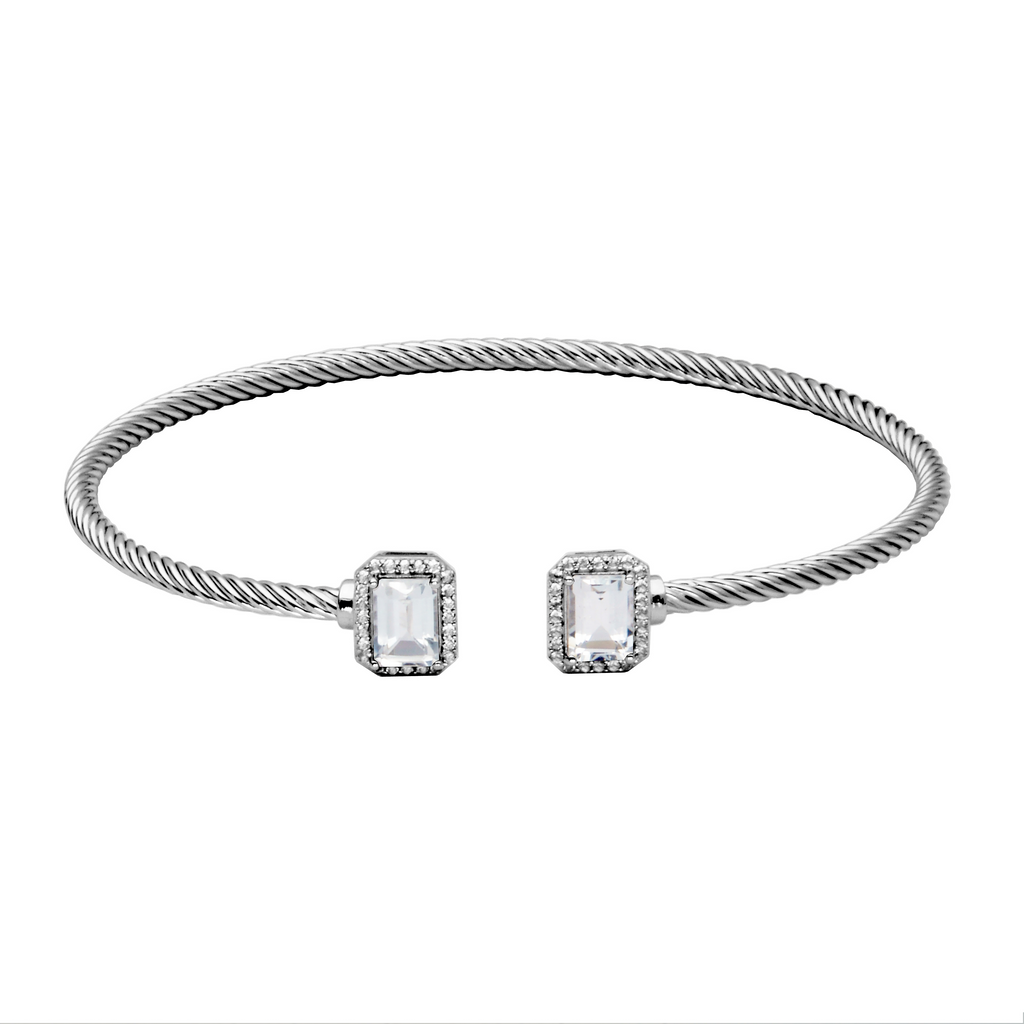 Sterling silver cuff with emerald-cut topazes.