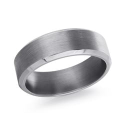 Marks Signature Men's Carved Band (No Stones) in Tantalum Grey 7MM