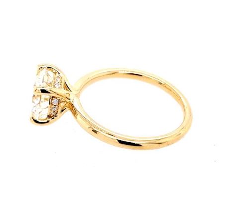 Mercury Ring Hidden Accent Lab-Grown Solitaire Diamond Engagement Ring in 14 Karat Yellow Gold with 2.50ctw Round Diamonds, Clarity: VS2, Color: E